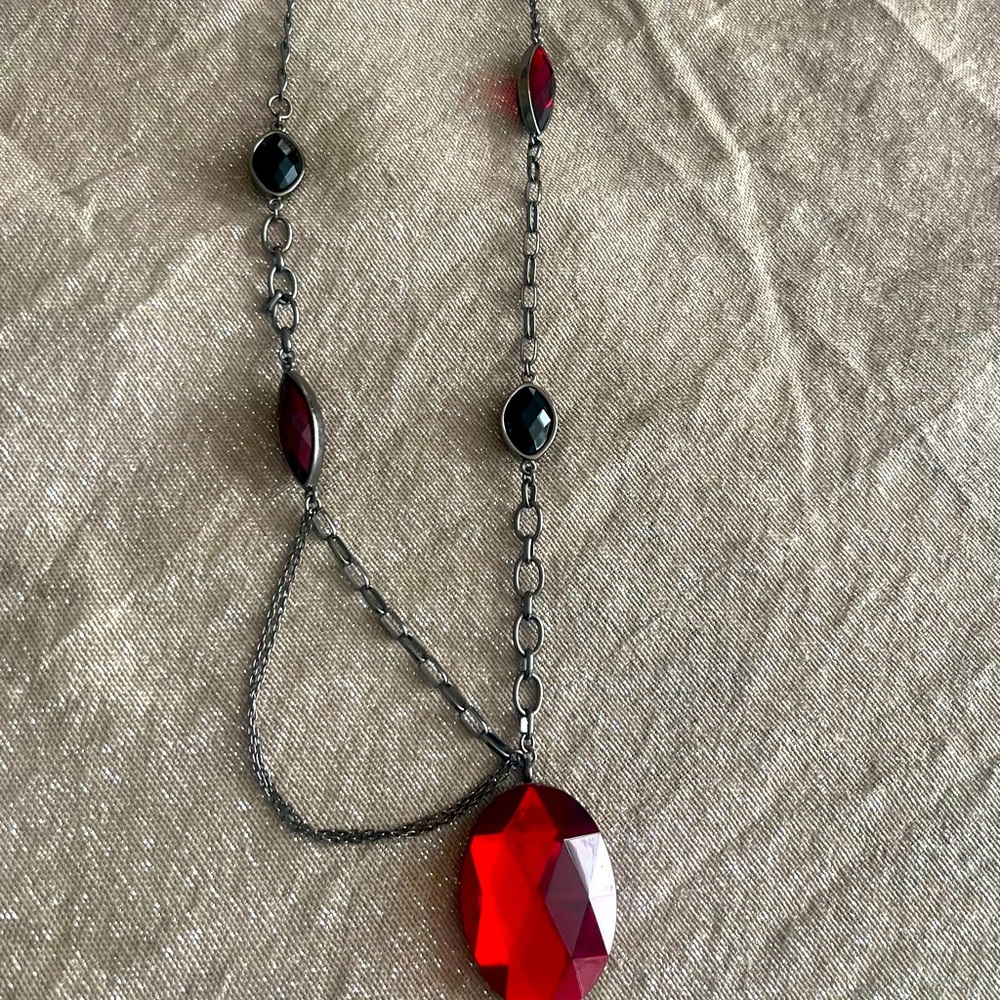 Garnet Vampire blood opera necklace gothic